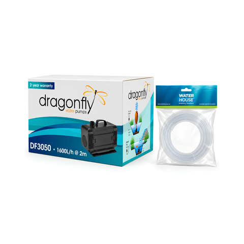Dragon Fly DF3050 85W water feature pond pump with 3000L/h maximum flow, 3.5m head and 5m cable for fountains, aquariums and koi ponds