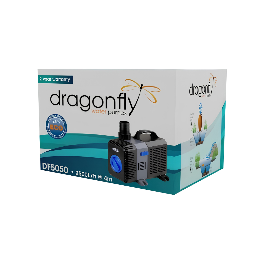 Dragon Fly DF5050/5 100W amphibious pond pump with 8000L/h maximum flow and 5.5m head for koi ponds, fountains and water features