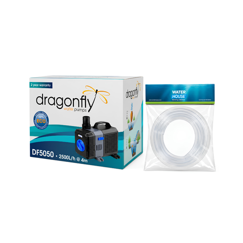 Dragon Fly DF5050/5 100W amphibious pond pump with 8000L/h maximum flow and 5.5m head for koi ponds, fountains and water features