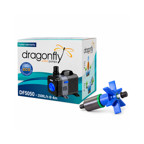 Dragon Fly DF5050/5 100W amphibious pond pump with 8000L/h maximum flow and 5.5m head for koi ponds, fountains and water features