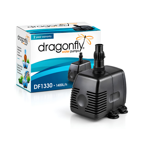 Dragonfly DF1330 1400L/h submersible pond and fountain water pump with 2m maximum head height for water features, ponds and fountains