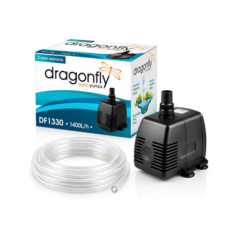 Dragonfly DF1330 1400L/h submersible pond and fountain water pump with 2m maximum head height for water features, ponds and fountains