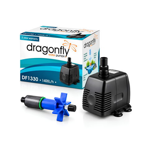 Dragonfly DF1330 1400L/h submersible pond and fountain water pump with 2m maximum head height for water features, ponds and fountains