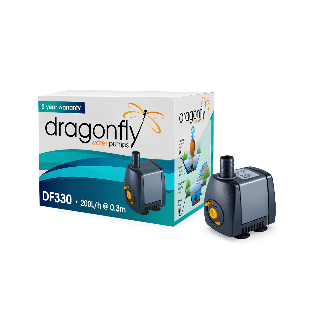 DragonFly DF330 330L/h submersible pond and fountain water pump with 0.6m maximum head for water features, aquariums and koi ponds