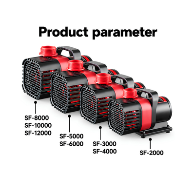 Eco Amphibious 24V DC Water Pump with 3000 L/h maximum flow rate, 4m head height, 25W energy-efficient motor and 10-stage adjustable controller for ponds, fountains and water features.