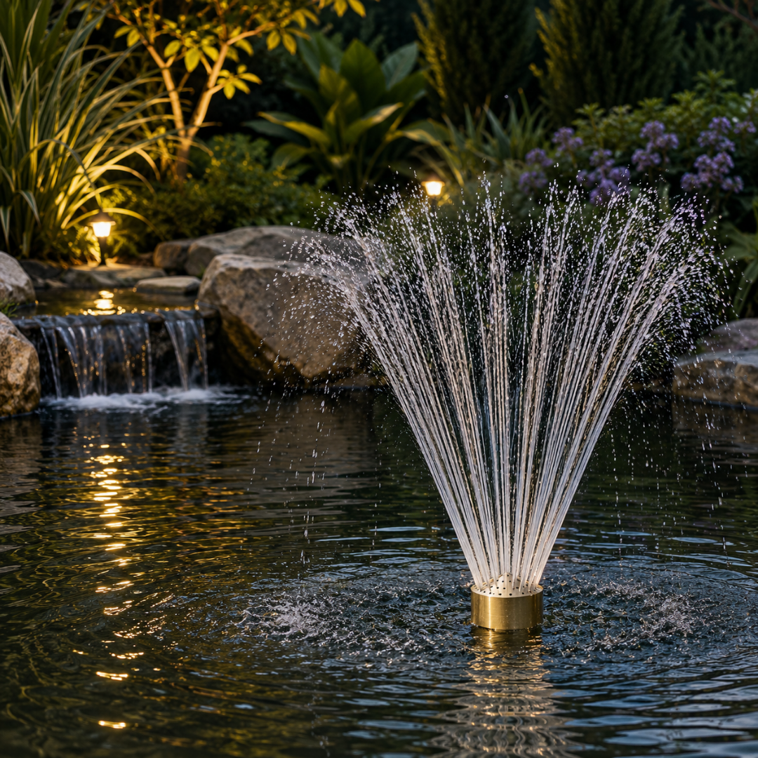 Fireworks Fountain Nozzle for creating multi-jet firework water displays in ponds, garden fountains and decorative water features