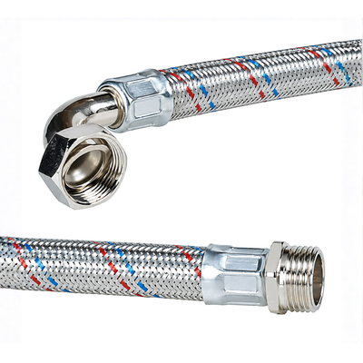 Stainless steel flexible hose connector 25mm x 800mm, durable flexible plumbing hose for connecting water pressure booster pumps, pressure tanks, JoJo tank systems and domestic water supply fittings.
