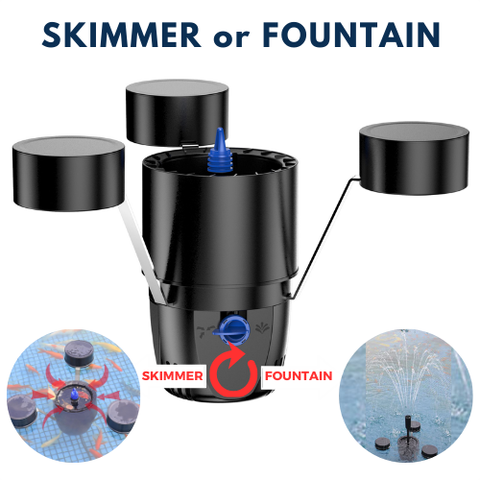 FLOATING POND SKIMMER WITH FOUNTAIN PUMP