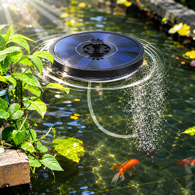 5V floating solar powered air pump and pond aerator with hose and air stone for small fish ponds, aquariums and water features