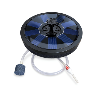 5V floating solar powered air pump and pond aerator with hose and air stone for small fish ponds, aquariums and water features