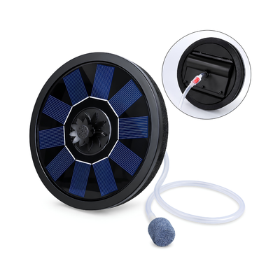5V floating solar powered air pump and pond aerator with hose and air stone for small fish ponds, aquariums and water features