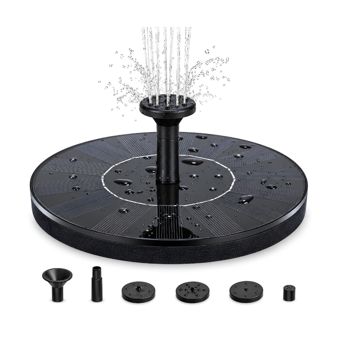 7V 1.4W Floating Solar Fountain for ponds, bird baths, garden water features and outdoor fountains