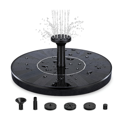 7V 1.4W Floating Solar Fountain for ponds, bird baths, garden water features and outdoor fountains