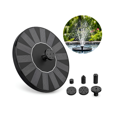 7V 1.4W Floating Solar Fountain for ponds, bird baths, garden water features and outdoor fountains