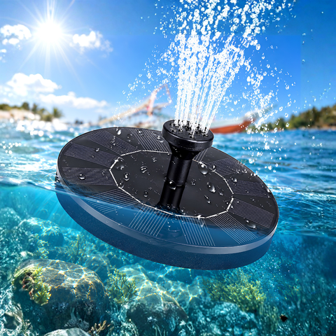 7V 1.4W Floating Solar Fountain for ponds, bird baths, garden water features and outdoor fountains