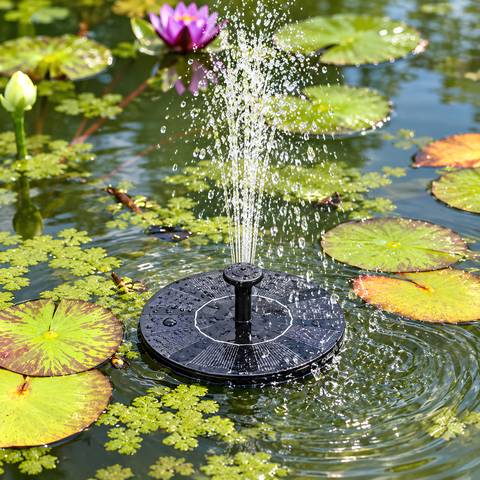 7V 1.4W Floating Solar Fountain for ponds, bird baths, garden water features and outdoor fountains