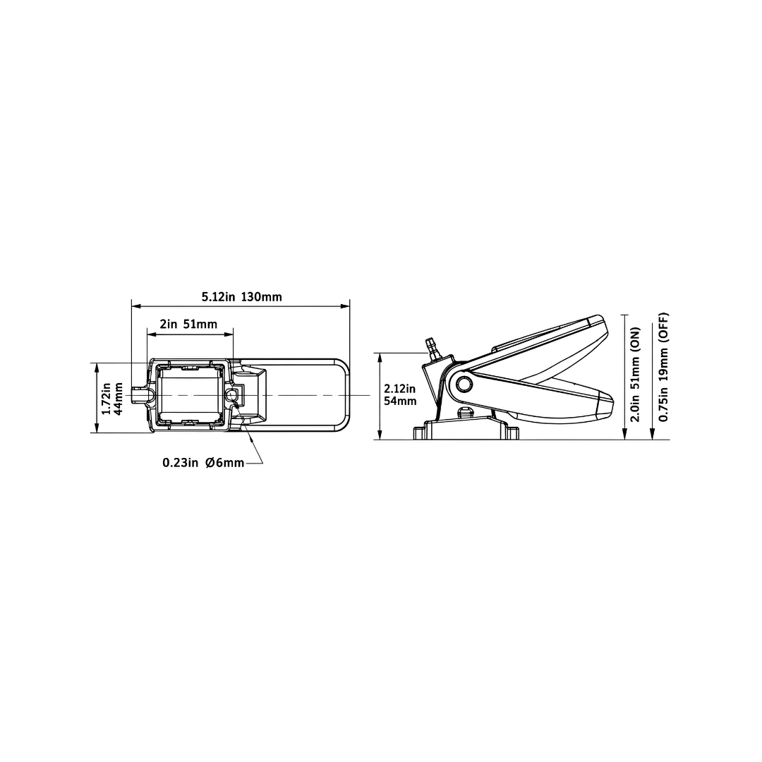 Heavy-duty 12V 24V 32V DC automatic float switch for bilge and submersible water pumps, with 1m cable, 51mm pump activation level and 19mm shut-off level for automatic water level control.
