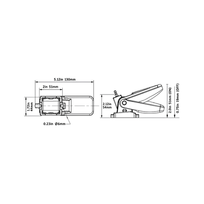 Heavy-duty 12V 24V 32V DC automatic float switch for bilge and submersible water pumps, with 1m cable, 51mm pump activation level and 19mm shut-off level for automatic water level control.
