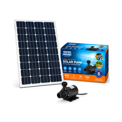 12V solar pond fountain half kit with 30W solar panel, submersible water pump, 5m maximum lift and fuse for ponds and water features