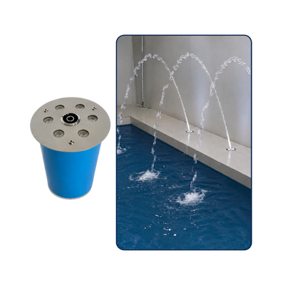9W LED stainless steel deck jet light with 12mm fountain nozzle and flush-mounted design for pools, fountains and illuminated water features