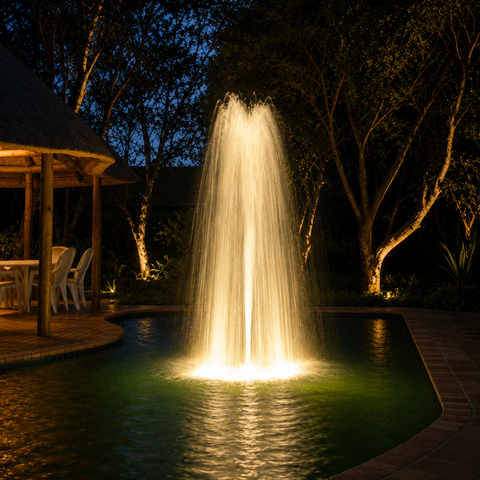 Large Floating Fountain for ponds, dams and lakes with decorative water spray displays and aeration