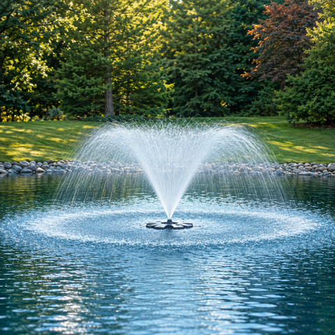 Large Floating Fountain for ponds, dams and lakes with decorative water spray displays and aeration