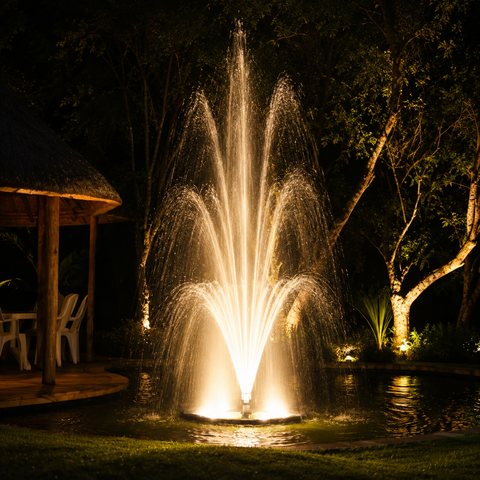 Large Floating Fountain for ponds, dams and lakes with decorative water spray displays and aeration