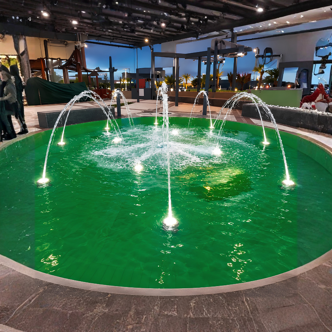 9W LED stainless steel deck jet light with 12mm fountain nozzle and flush-mounted design for pools, fountains and illuminated water features