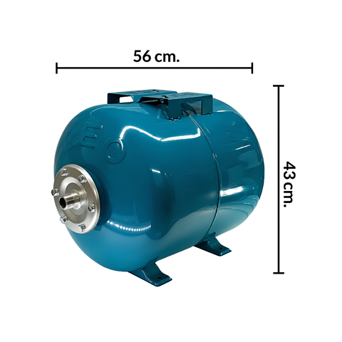 Leo 60 litre horizontal water pressure tank with 1-inch connection and 8 bar maximum pressure for domestic booster pump and clean water systems