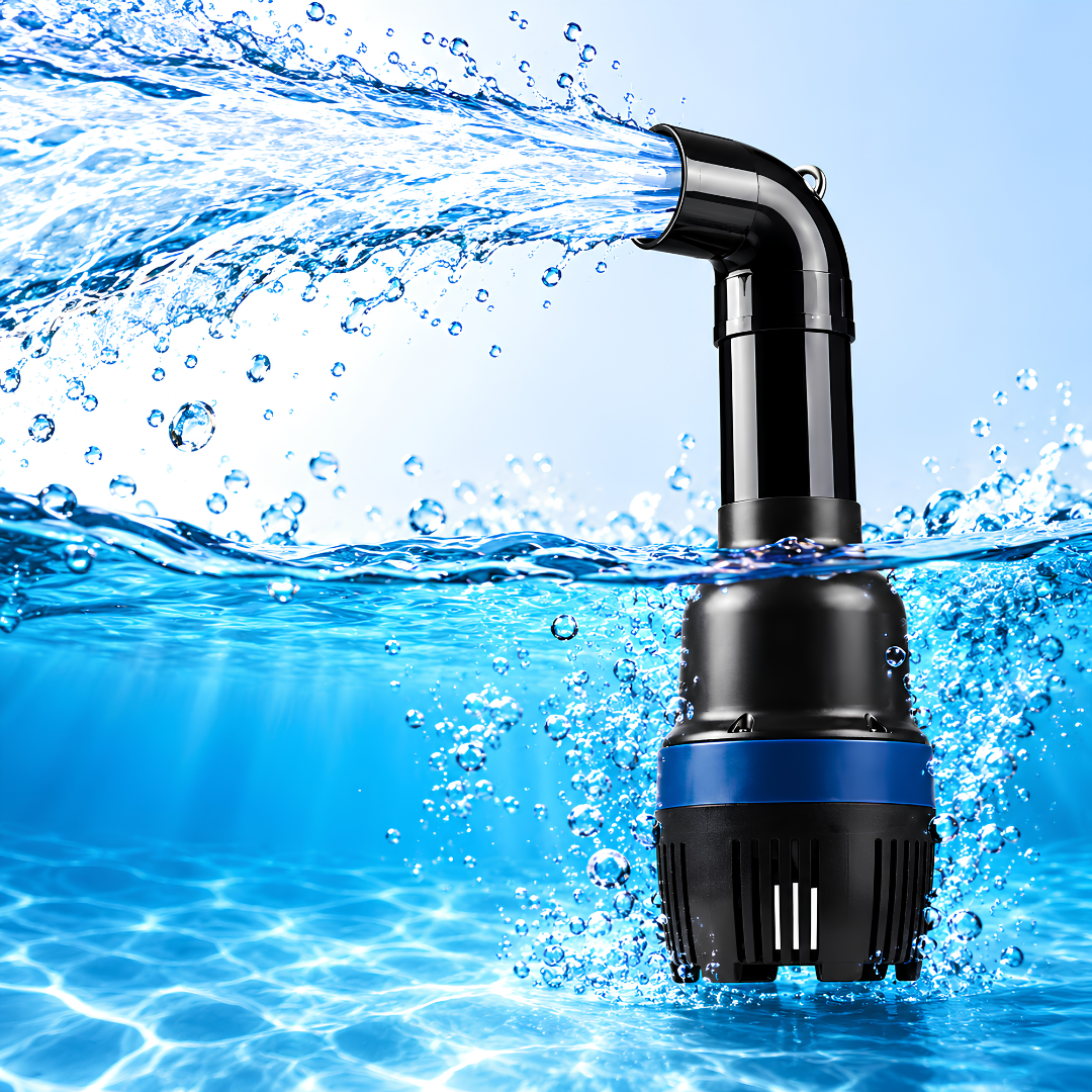 Low Pressure Hi-volume Vertical Pond Pump 40,000l/h 550 watt submersible tube pump for large koi ponds, garden waterfalls, landscape fountains and filtration systems, featuring 5.5m maximum head, 110mm outlet, ceramic shaft and built-in motor protection.