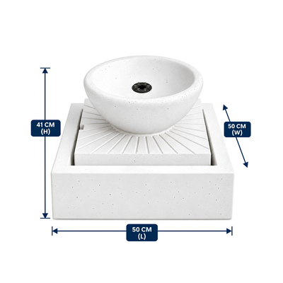 Modern Bowl Water Feature with Square Base, bubbling water, stone-look finish, ideal for indoor and outdoor spaces.