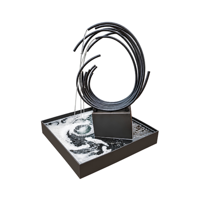 Large Modern Abstract Black Water Feature in rust-resistant stainless steel with pump and water tank included
