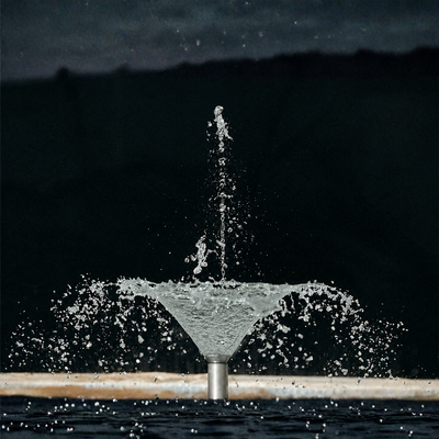 Stainless Steel Morning Glory Fountain Nozzle for wide water-film effects, ponds, lakes and decorative water features