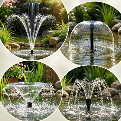 10-Piece Plastic Fountain Nozzle Kit for creating multiple water spray patterns in ponds, garden fountains and decorative water features