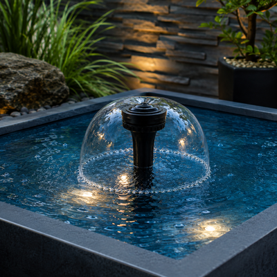 Plastic Mushroom Fountain Head for creating smooth mushroom-shaped water displays in ponds, garden fountains and decorative water features
