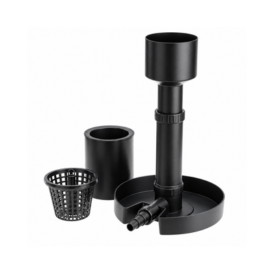 Mechanical pond leaf skimmer with telescopic floating suction head, removable debris basket and 20–40mm connection for ponds up to 25 square metres