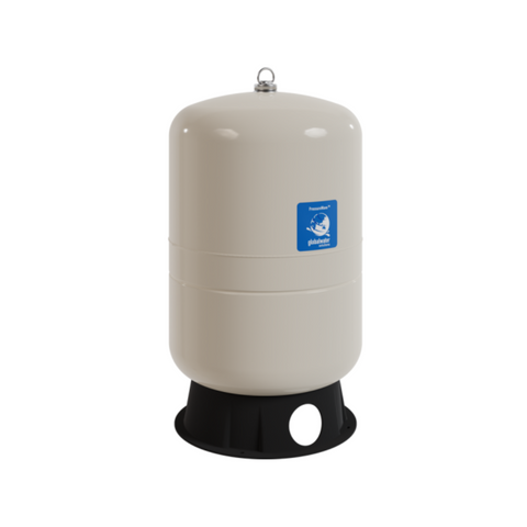 PressureWave Vertical Water Pressure Tanks available in 60L, 100L, 150L, 200L, 300L and 450L capacities, featuring steel construction, butyl diaphragm and stainless steel connections for booster pumps, irrigation and water pressure systems.