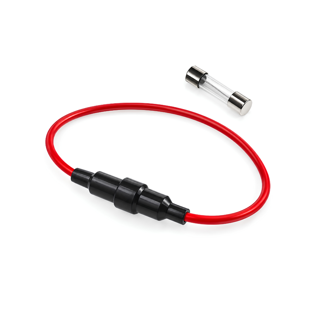Fuse and fuse holder for compatible DC water pumps and solar-powered pump systems, available in fuse ratings from 0.5A to 20A for electrical overcurrent and short-circuit protection.