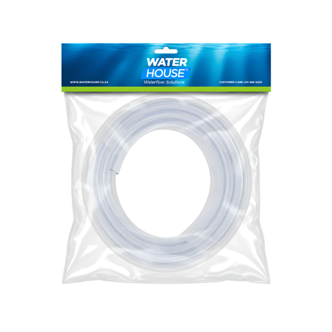 PVC Prepacked Clear Tubing Pipe 4m Roll, flexible transparent PVC tubing available in multiple sizes and single-wall or double-wall options for pond pumps, aquariums, fountains, water features and air pump connections.