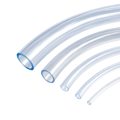 PVC Prepacked Clear Tubing Pipe 4m Roll, flexible transparent PVC tubing available in multiple sizes and single-wall or double-wall options for pond pumps, aquariums, fountains, water features and air pump connections.
