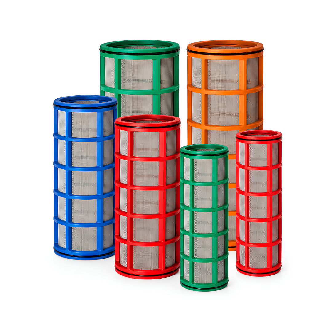 Replacement irrigation filter screen cartridges for Modular 100 Series filters, available in 100, 130, 200 and 530 micron filtration options and multiple filter sizes