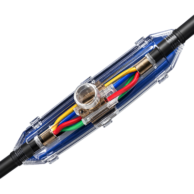 Waterproofing Cable Joiner for connecting and extending flexible 2-core and 3-core electrical cables, compact electrical connector rated up to 250V and 16A.