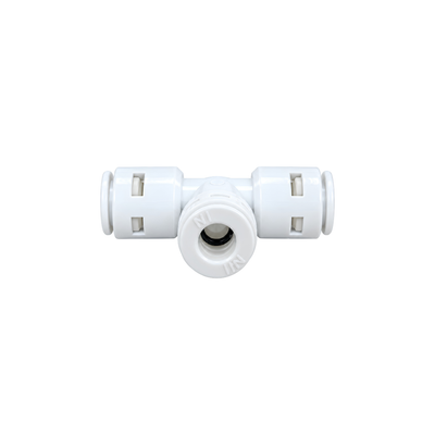 RO Tee Piece push-fit water connector with three tubing connections, designed for branching reverse osmosis water lines in filtration, misting and water purification systems.