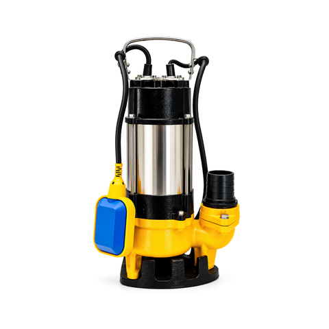 DV-450-F 0.45kW Submersible Sewage and Drainage Pump with 12,000 L/h maximum flow rate, 8.5m maximum head, 50mm outlet, automatic float switch and 25mm solids handling for wastewater drainage.