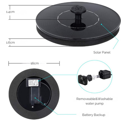 Floating Solar Fountain 7V 1.4W