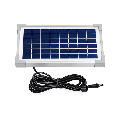 Solar Powered Air Pump with 5 Air Stones, featuring a 5W solar panel, five air outlets, five 30mm air stones and hoses for oxygenating garden ponds, koi ponds and fish ponds.