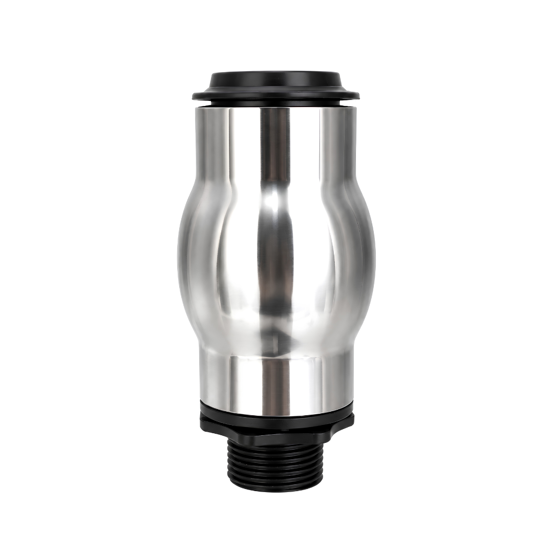 12mm stainless steel LED deck jet with 18W white 12V light and foam fountain nozzle for flush-mounted water features and fountains
