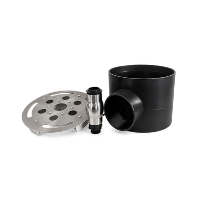 12mm stainless steel LED deck jet with 18W white 12V light and foam fountain nozzle for flush-mounted water features and fountains
