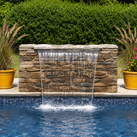 Stainless Steel Letterbox Water Curtain Spout for creating smooth sheet waterfalls in pools, ponds, garden fountains and decorative water features