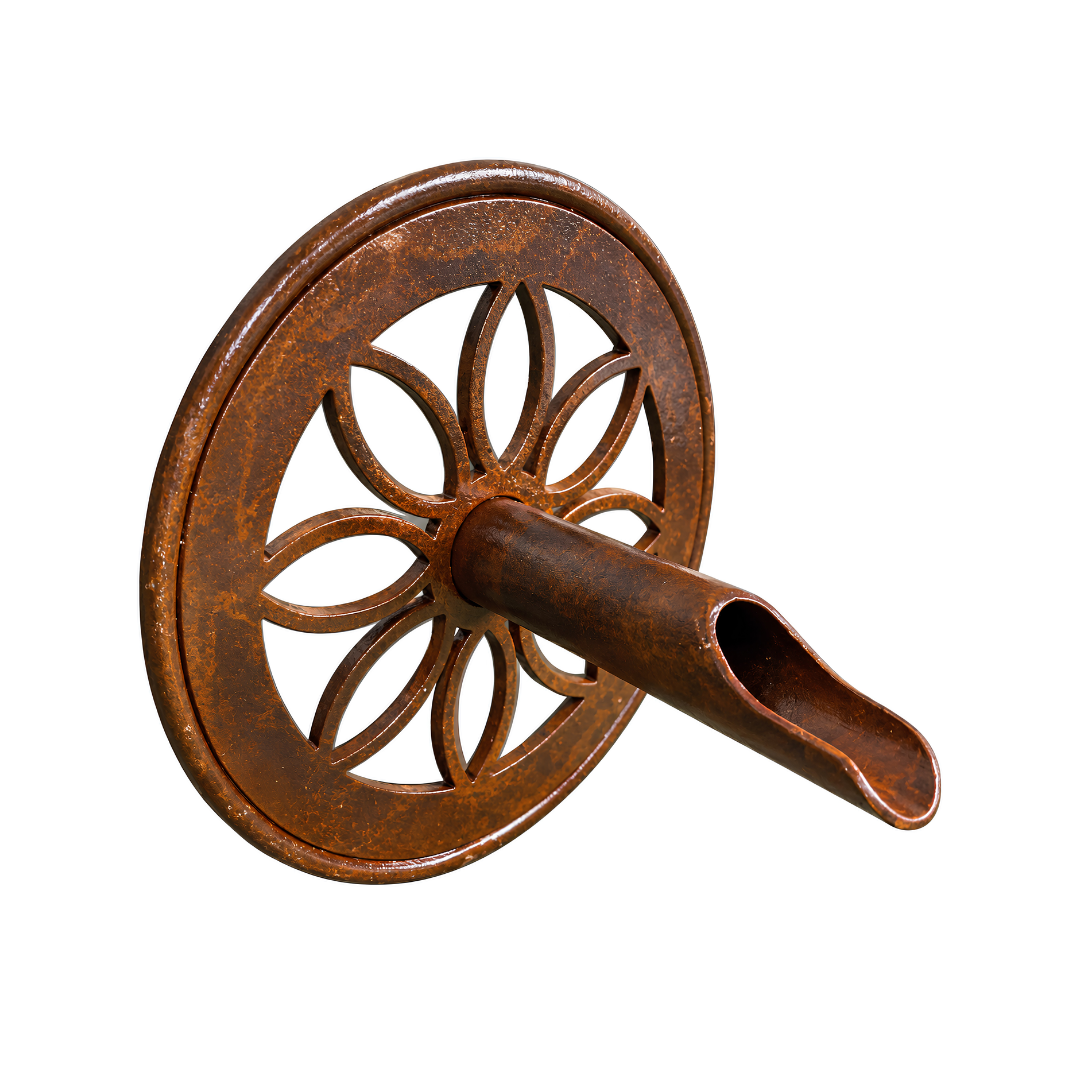 Small Straight Round Daisy Water Spout for wall-mounted garden fountains, ponds and decorative water features
